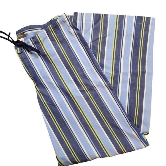 Tommy Bahama Blue Green Stripe Yacht Pants Wide‎ Leg Drawstring Pants Size 10 - Picture 1 of 10